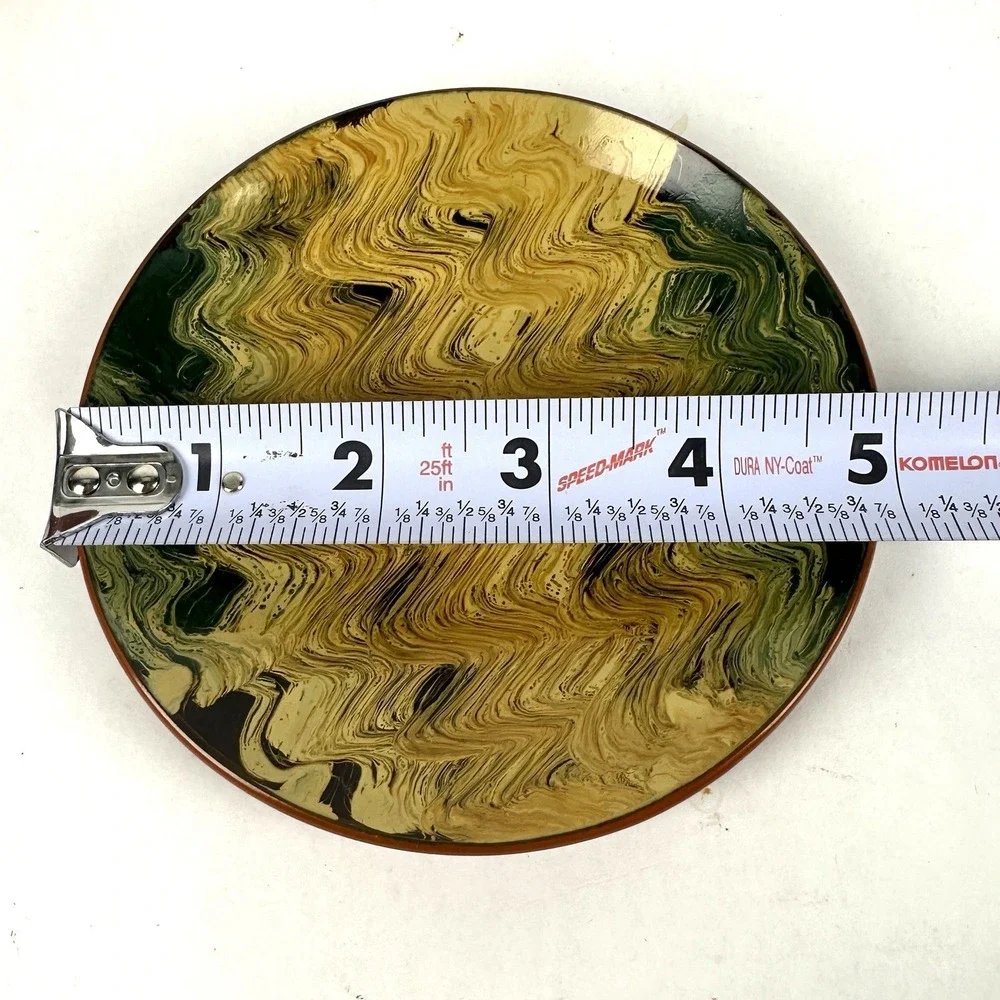 Plastic Yellow Green Brown  Marble patterned Bowl And 5 Salad Plates Melamine?